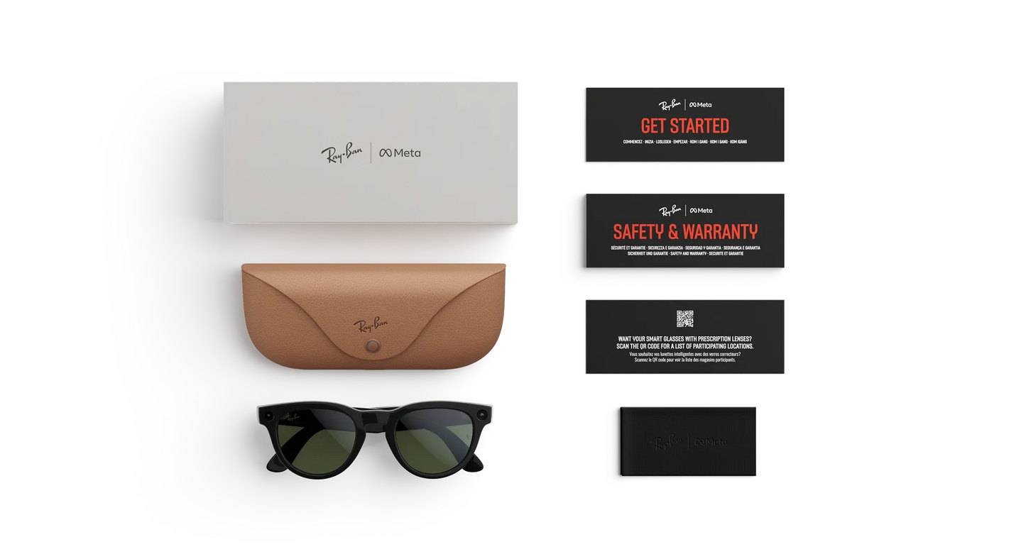 Ray Ban x Meta Gen 2 Headliner Shiny Black w/ Clear to Graphite Green Transitions Lens Smart Glasses