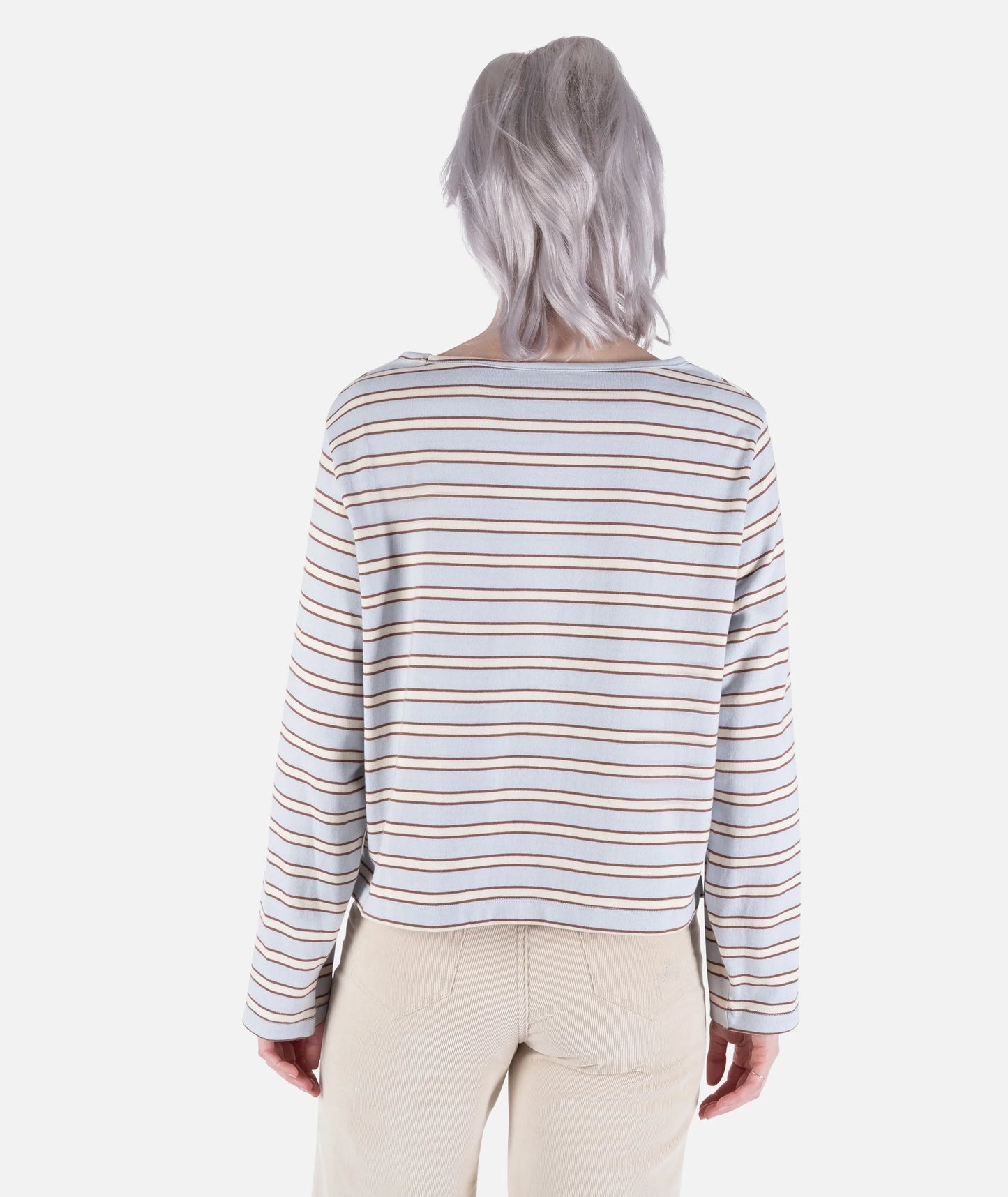 Hollis Striped Heavyweight Long Sleeve Tee - Light Blue