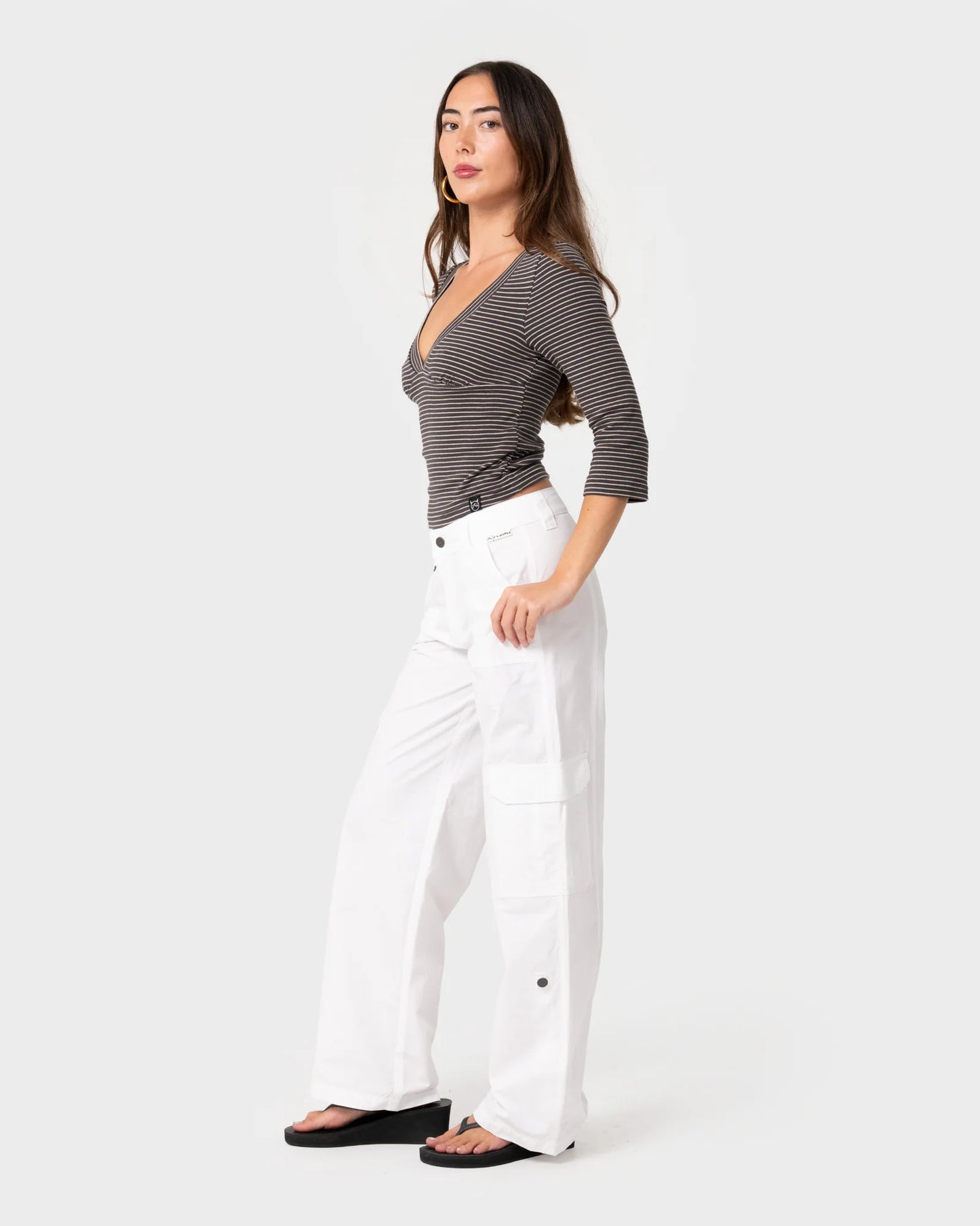 Hot Shot Low Rise Straight Leg Cargo Pant - White