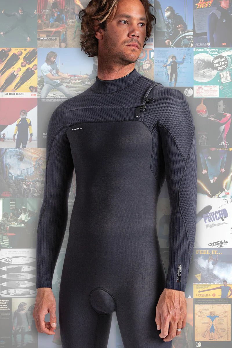 O'Neill Hyperfreak F.U.Z.E. 3/2+mm Chest Zip Full Wetsuit - Black/Black