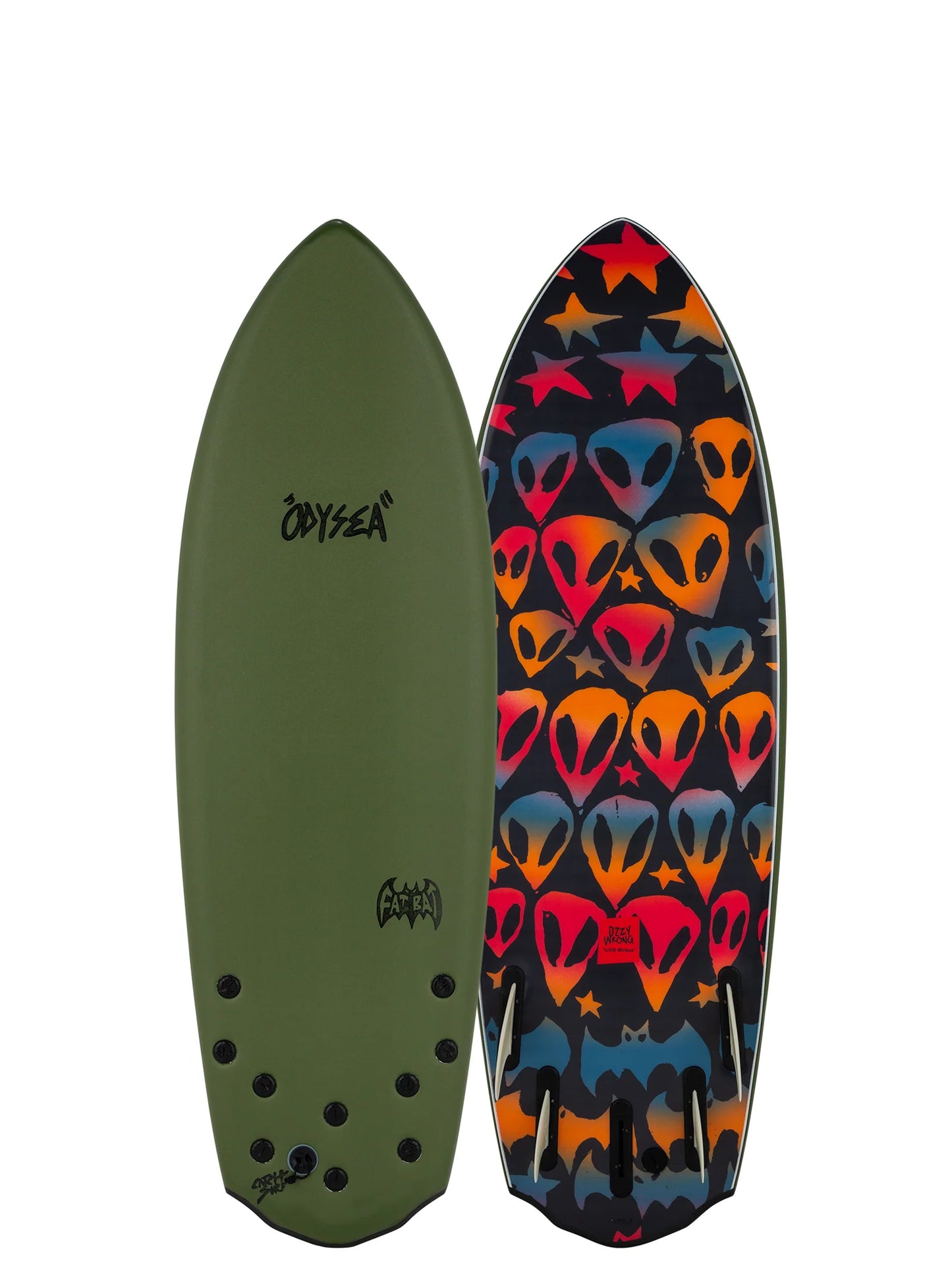 Odysea x Ozzy "Wrong" Wright Pro - 5'2" Fat Bat 5 Fin - Military Green 26