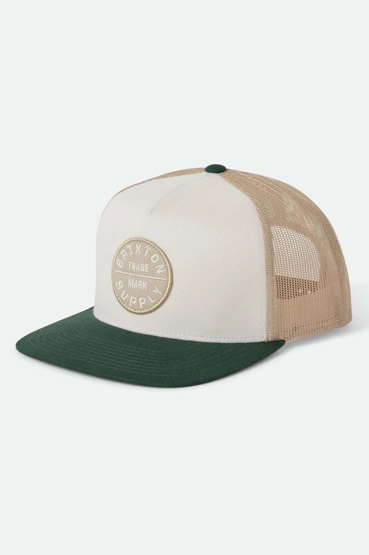Brixton Oath MP Trucker Hat - Off White/Primal Green/Sand