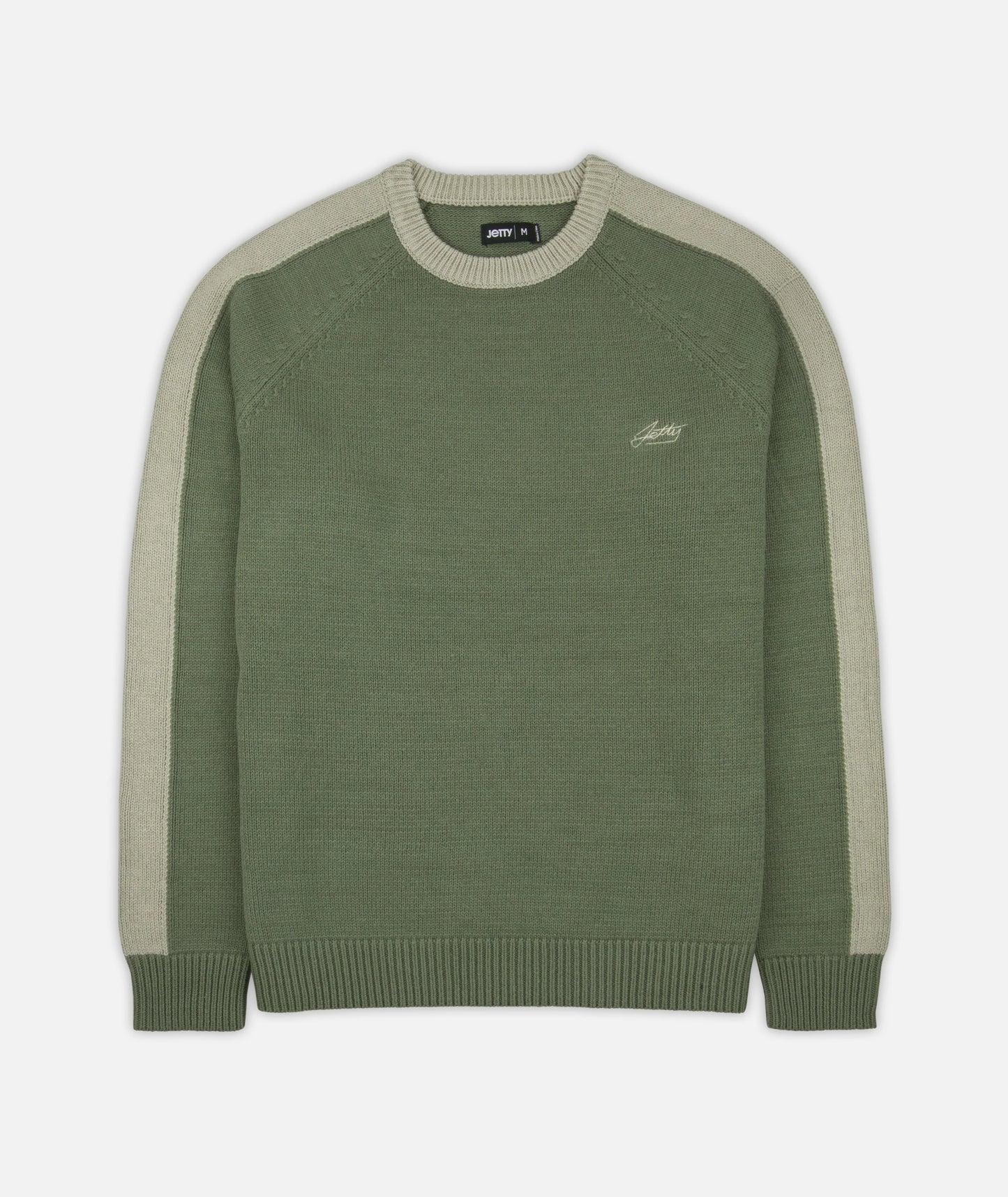 Nova Striped Sleeve Sweater - Olive