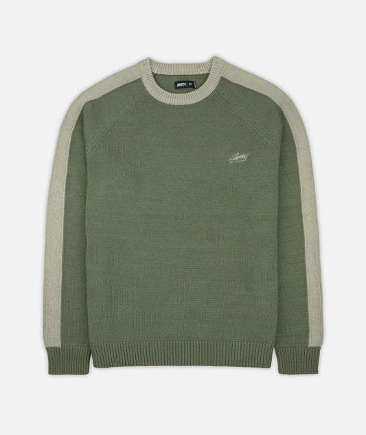 Nova Striped Sleeve Sweater - Olive