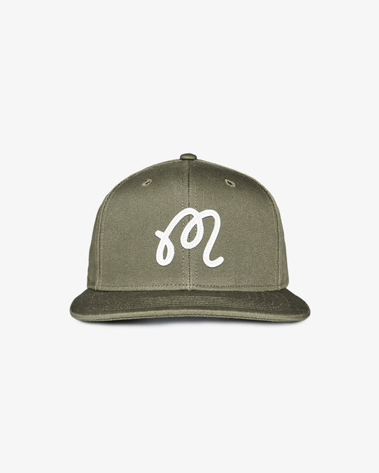Malbon M Script Snapback Hat - Military Green