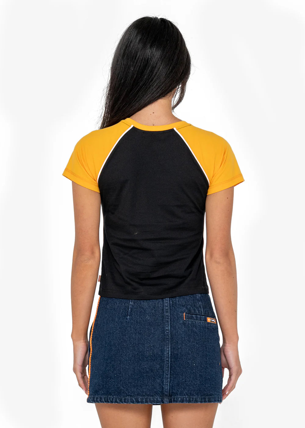 Archived Raglan Baby Tee - Black/Orange