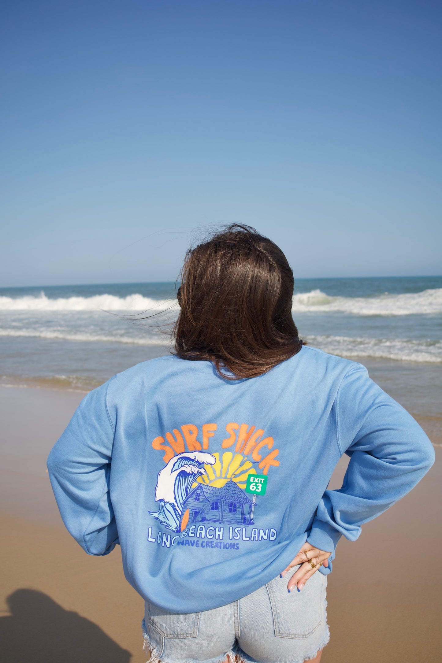 Surf Shack X Wave Creations Crewneck - Columbia Blue