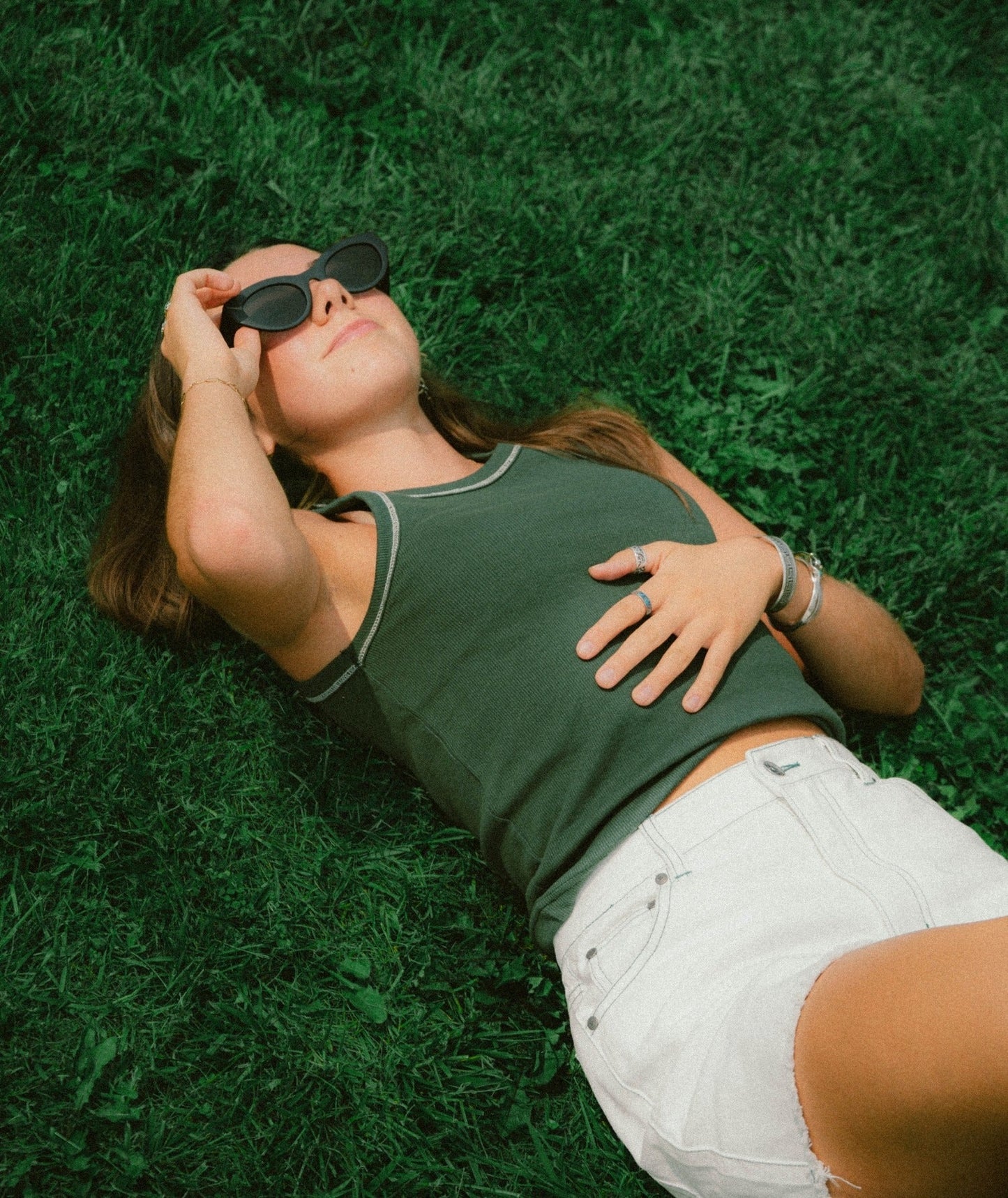 Iris Micro Rib Tank Top - Green