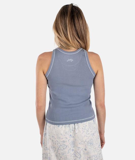 Iris Micro Rib Tank Top - Blue