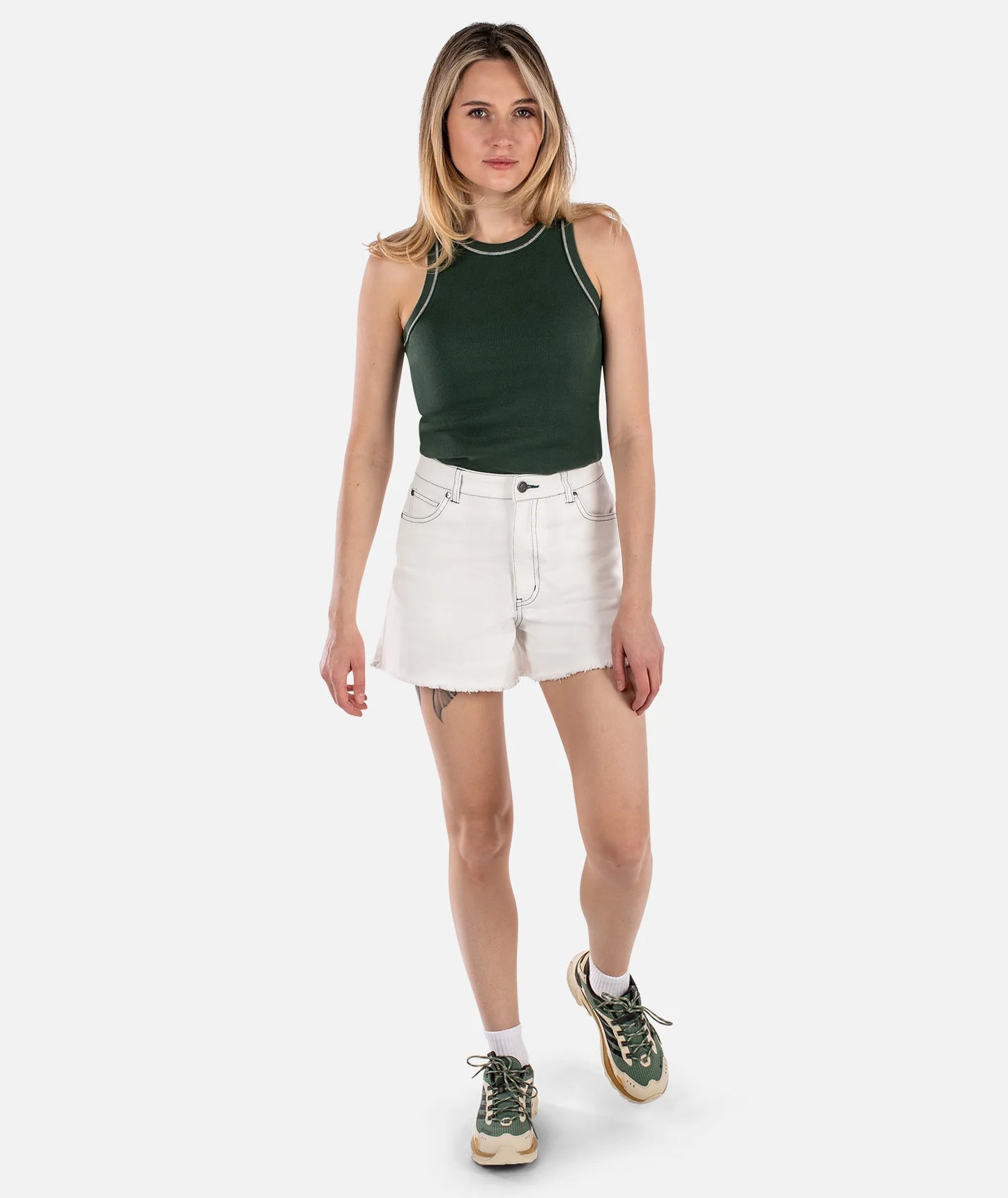 Iris Micro Rib Tank Top - Green