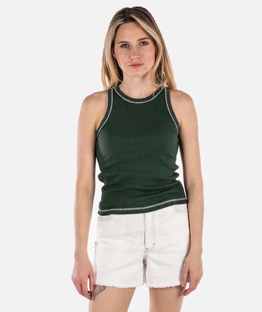 Iris Micro Rib Tank Top - Green
