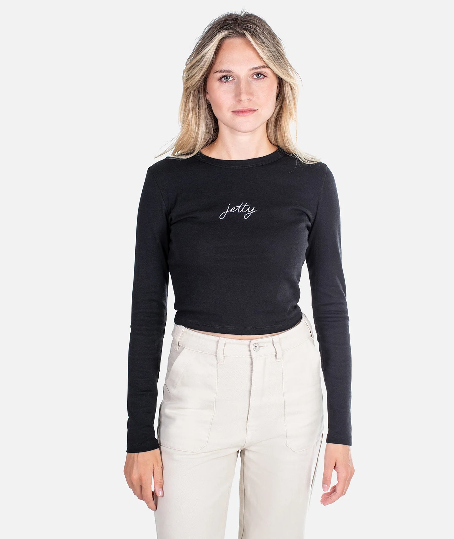 Script Rib Long Sleeve - Black