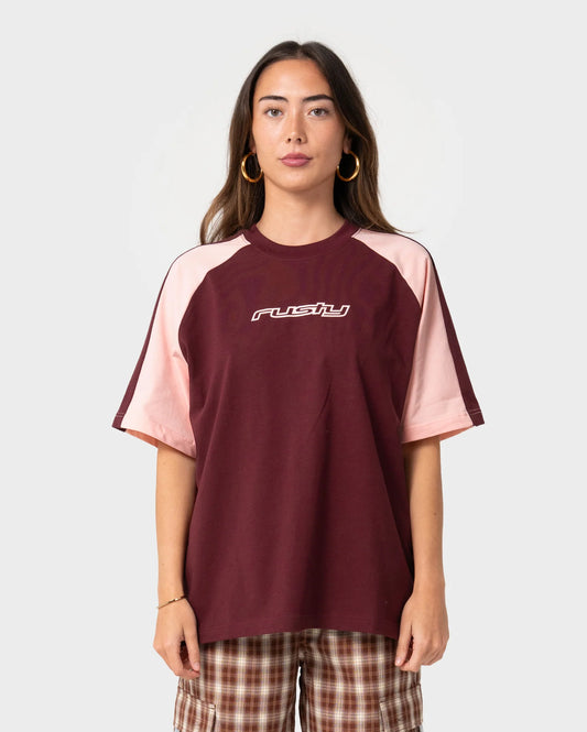 Rusty Klooney Oversize Tee - Burgundy / Pink