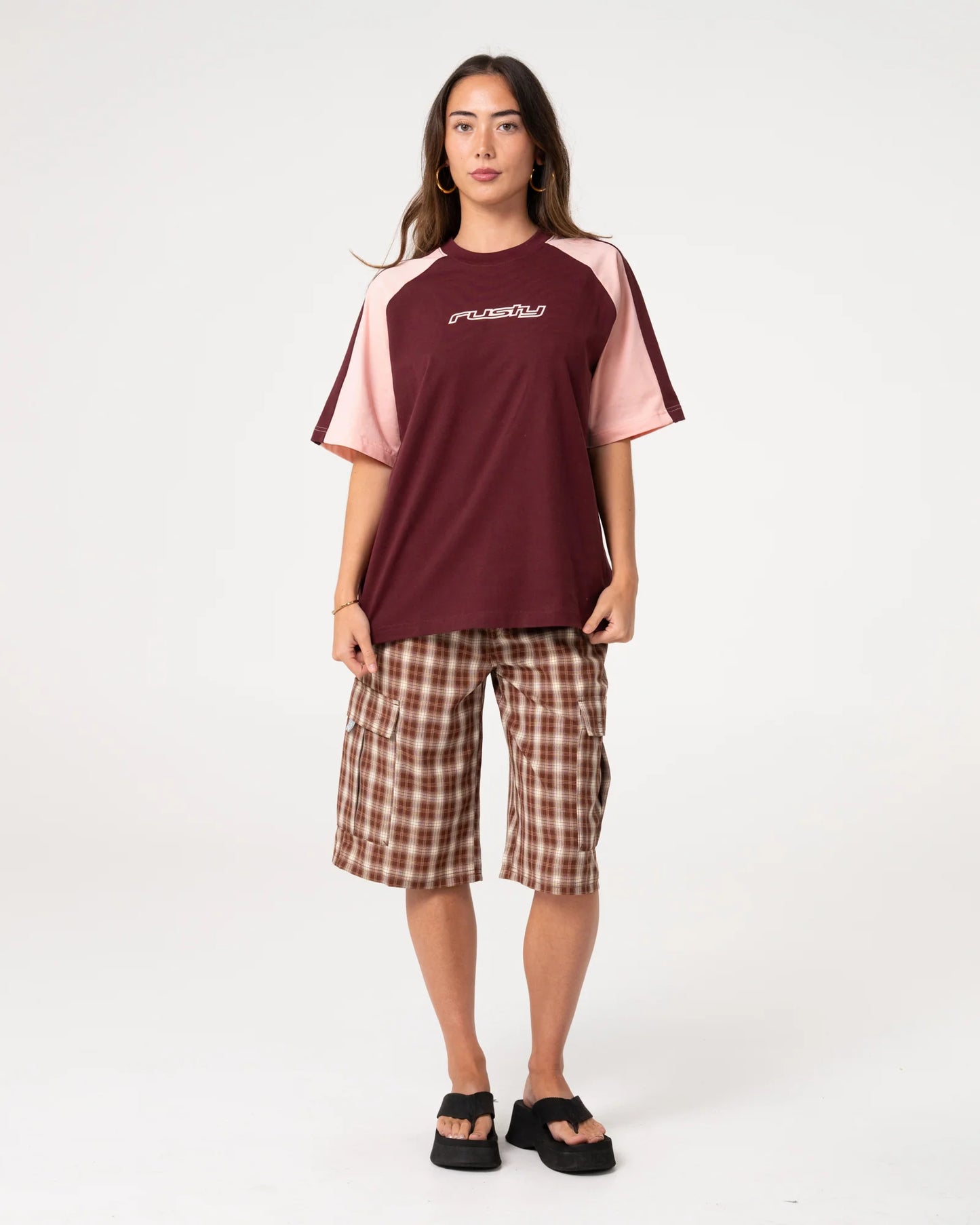 Rusty Klooney Oversize Tee - Burgundy / Pink