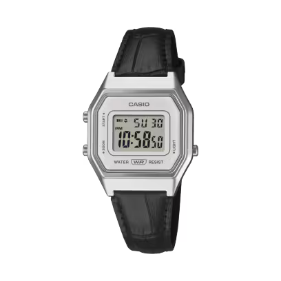CasioLA680WEL-1 Digital Silver Watch w/ Black Band