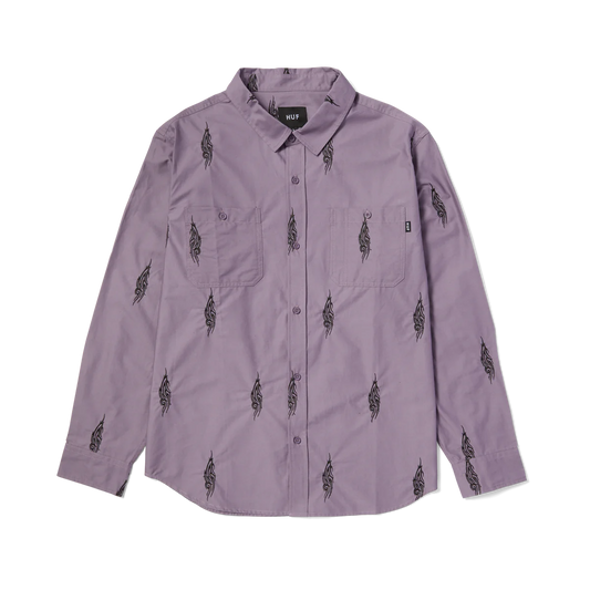 Larkin Embroidered Work Shirt - Dust Purple