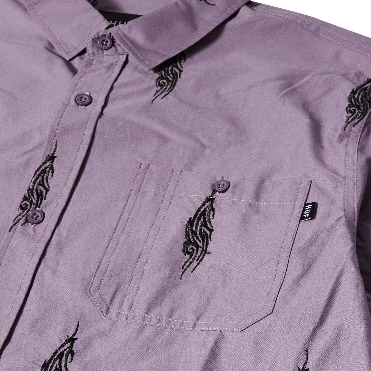 Larkin Embroidered Work Shirt - Dust Purple