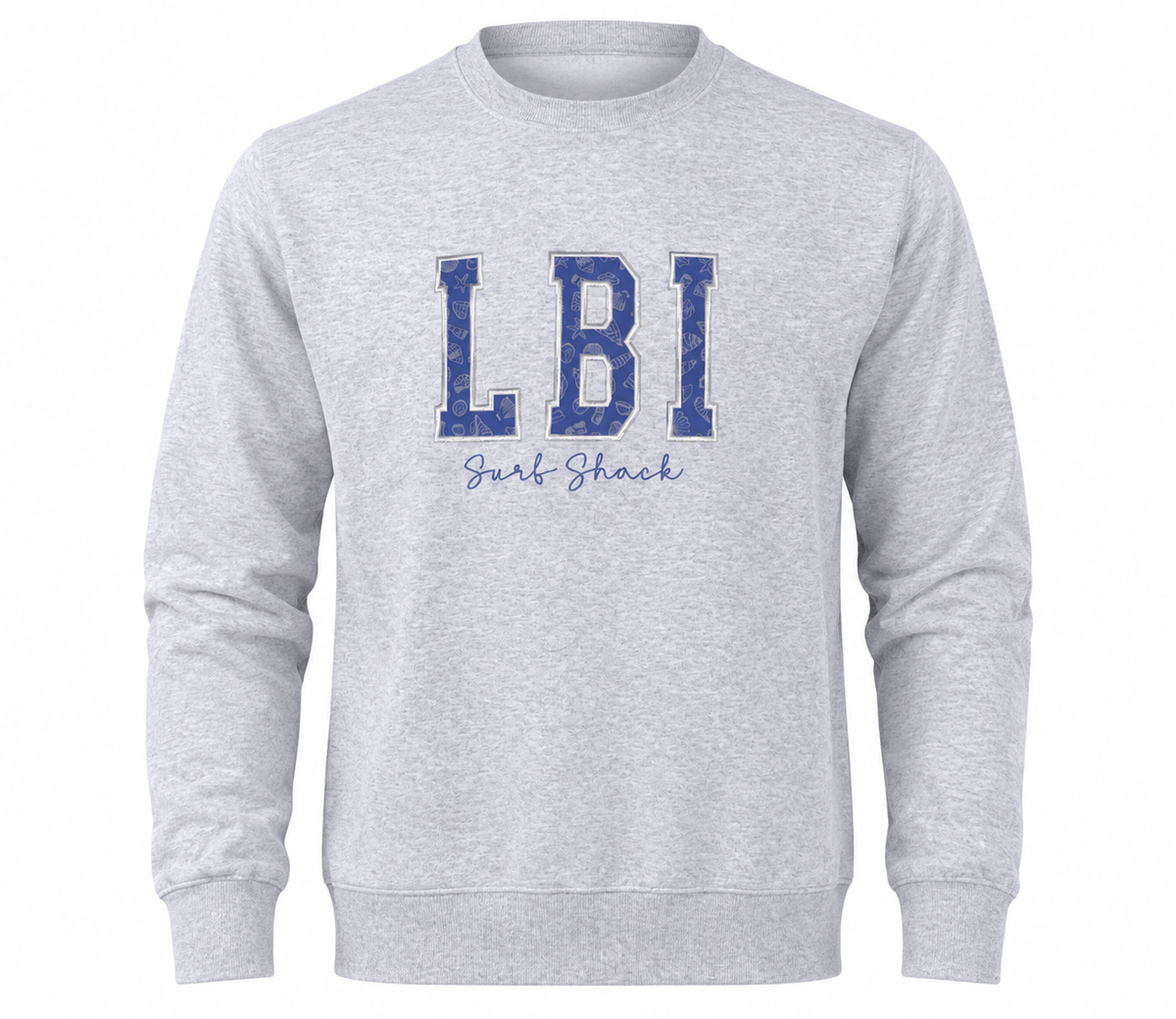 Surf Shack LBI Custom Embroidered Crew Neck - Blue Shells / Heather
