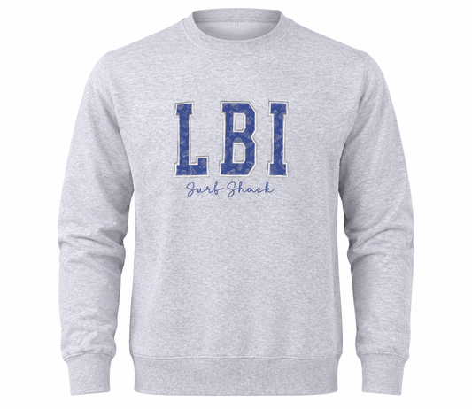 Surf Shack LBI Custom Embroidered Crew Neck - Blue Shells / Heather