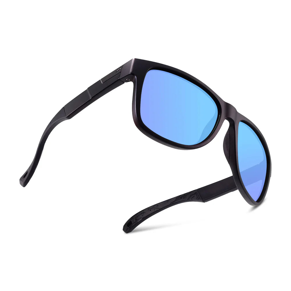 Cassette Optics Legend Pro Sunglasses - Matte Black / Skye Blue Mirror Color Boost Polarized Lens