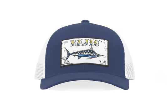 Black Marlin Patch Trucker Hat - Navy Blue
