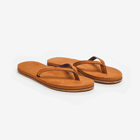 Women's Meadows Premium Leather Flip Flops - Tobacco