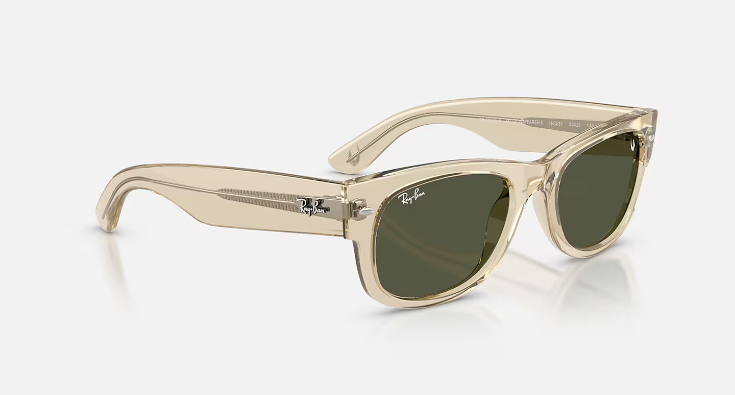Ray Ban x Star Wars The Mandalorian and Grogu Mega Wayfarer II 2 Polished Beige w/ Green