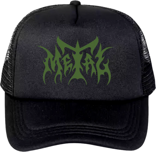 Metal Skateboards Logo Trucker Hat - Black / OD Green