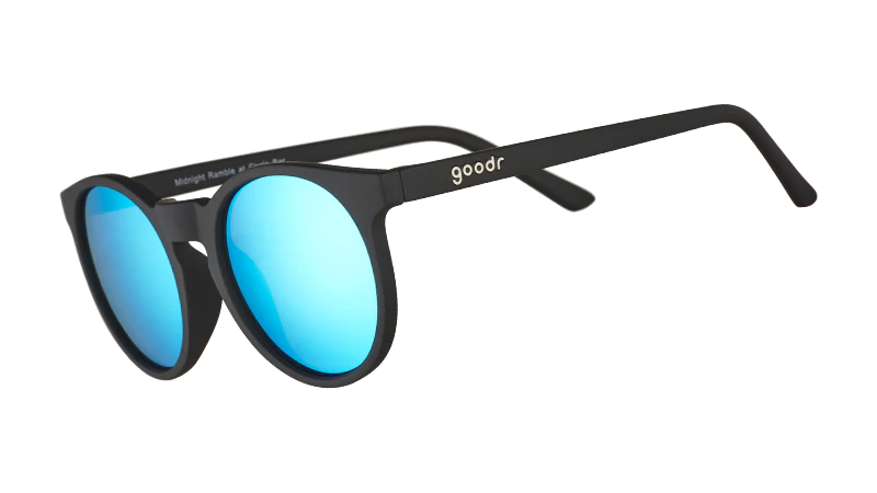 goodr Circle G Midnight Ramble at Circle Bar Sunglasses - Black w/ Blue
