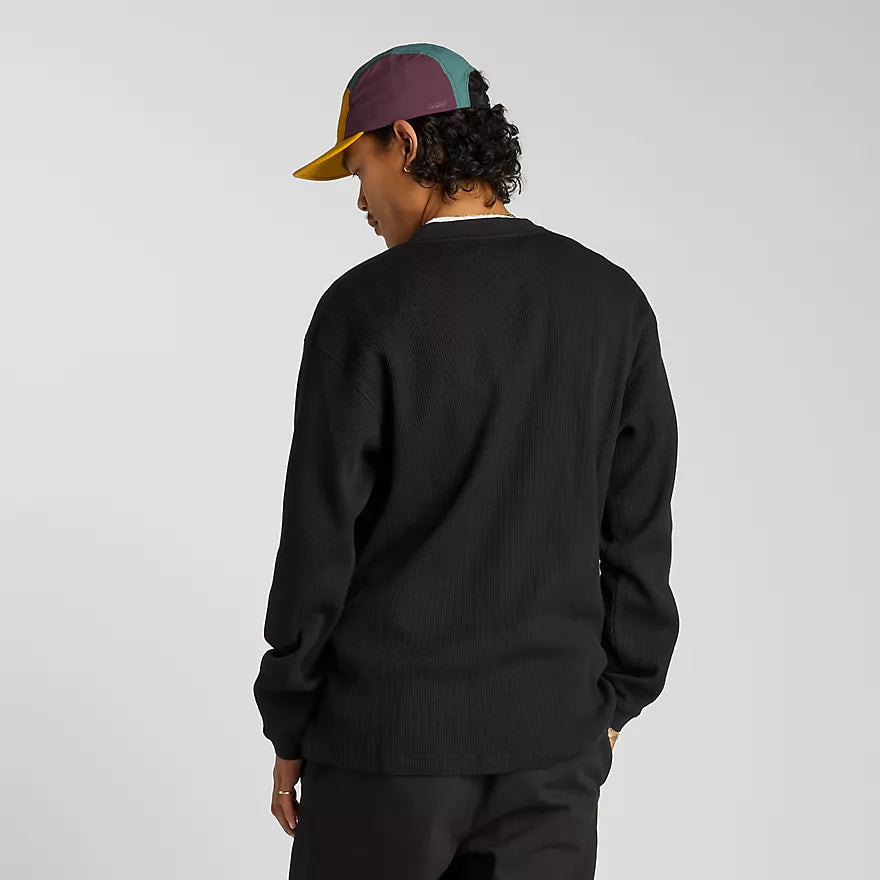 New Balance Numeric Waffle Knit Long Sleeve L/S Henley - Black BK