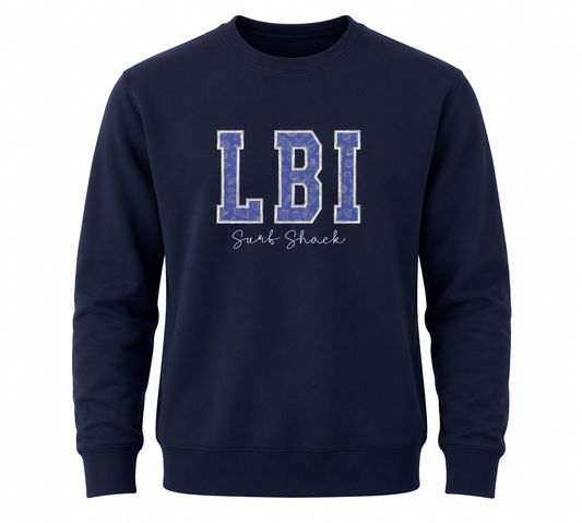 Surf Shack LBI Custom Embroidered Crew Neck - Blue Shells / Navy