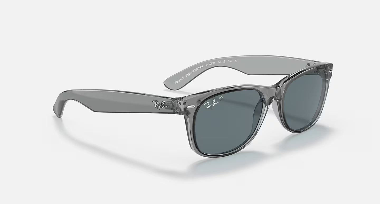 New Wayfarer 58 Transparent Grey w/ Dark Blue Polar RB2132