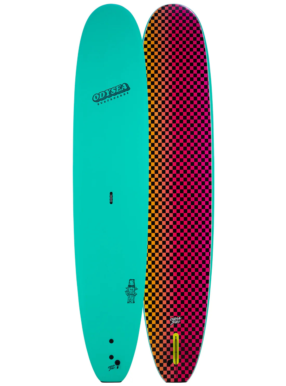 10'0" Odysea Plank Single Fin - Turquoise/Checker Gradient