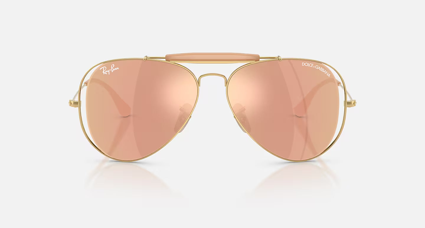 Ray-Ban x Dolce & Gabbana The Outdoorsman RB3029M 54mm Aviator Arista Gold Polished w/ Dark Brown Mirror Rose Gold