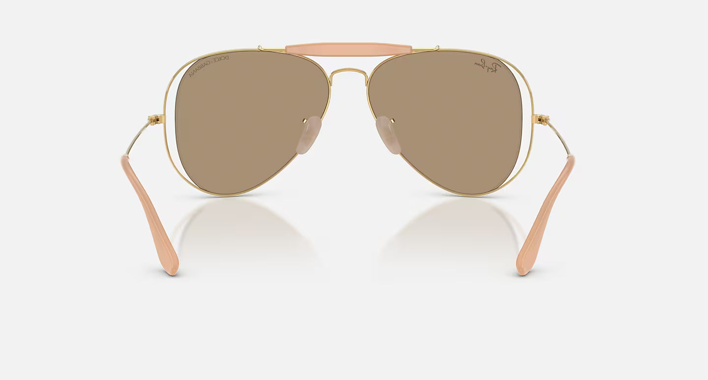 Ray-Ban x Dolce & Gabbana The Outdoorsman RB3029M 54mm Aviator Arista Gold Polished w/ Dark Brown Mirror Rose Gold