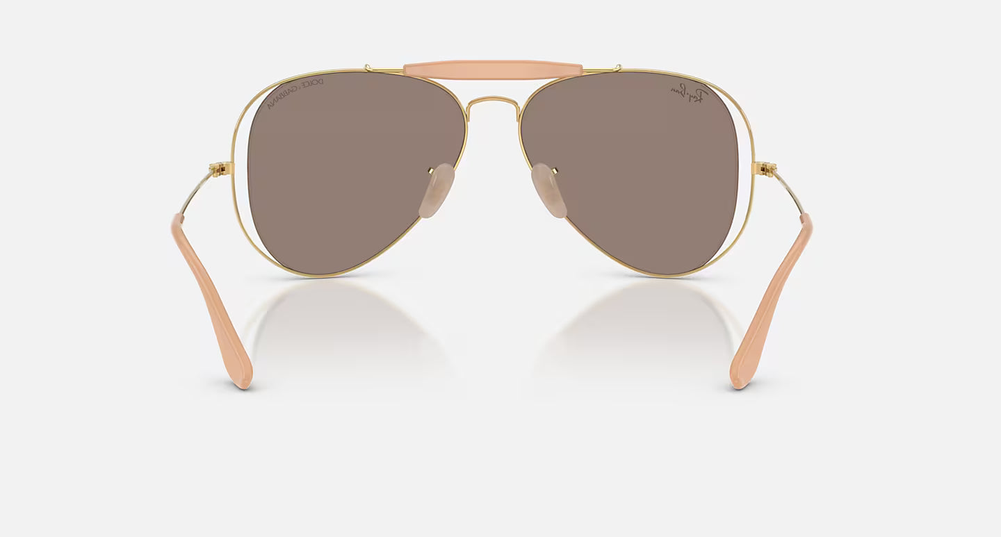 Ray-Ban x Dolce & Gabbana The Outdoorsman RB3029M 58mm Aviator Polished Arista Gold w/ Clear Mirror White Gold