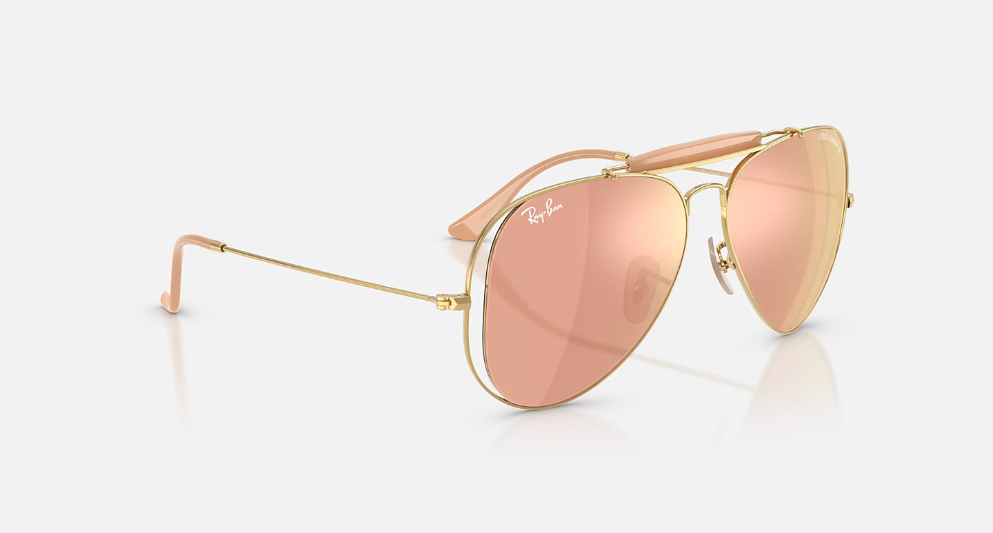 Ray-Ban x Dolce & Gabbana The Outdoorsman RB3029M 54mm Aviator Arista Gold Polished w/ Dark Brown Mirror Rose Gold
