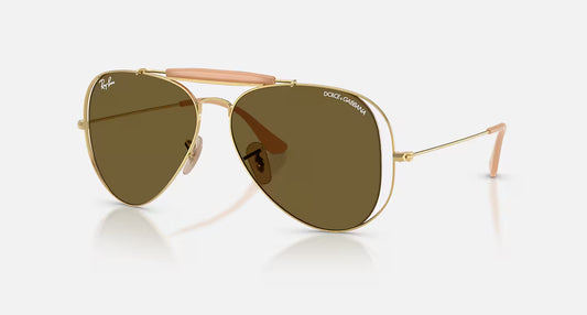 Ray-Ban x Dolce & Gabbana The Outdoorsman RB3029M 54mm Aviator Arista Gold w/ Dark Brown Lens