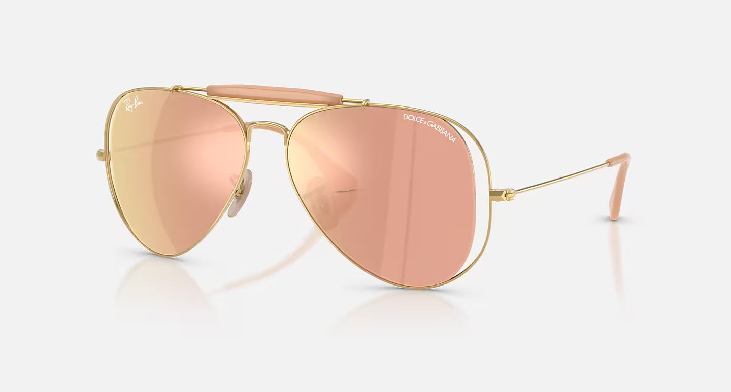 Ray-Ban x Dolce & Gabbana The Outdoorsman RB3029M 54mm Aviator Arista Gold Polished w/ Dark Brown Mirror Rose Gold