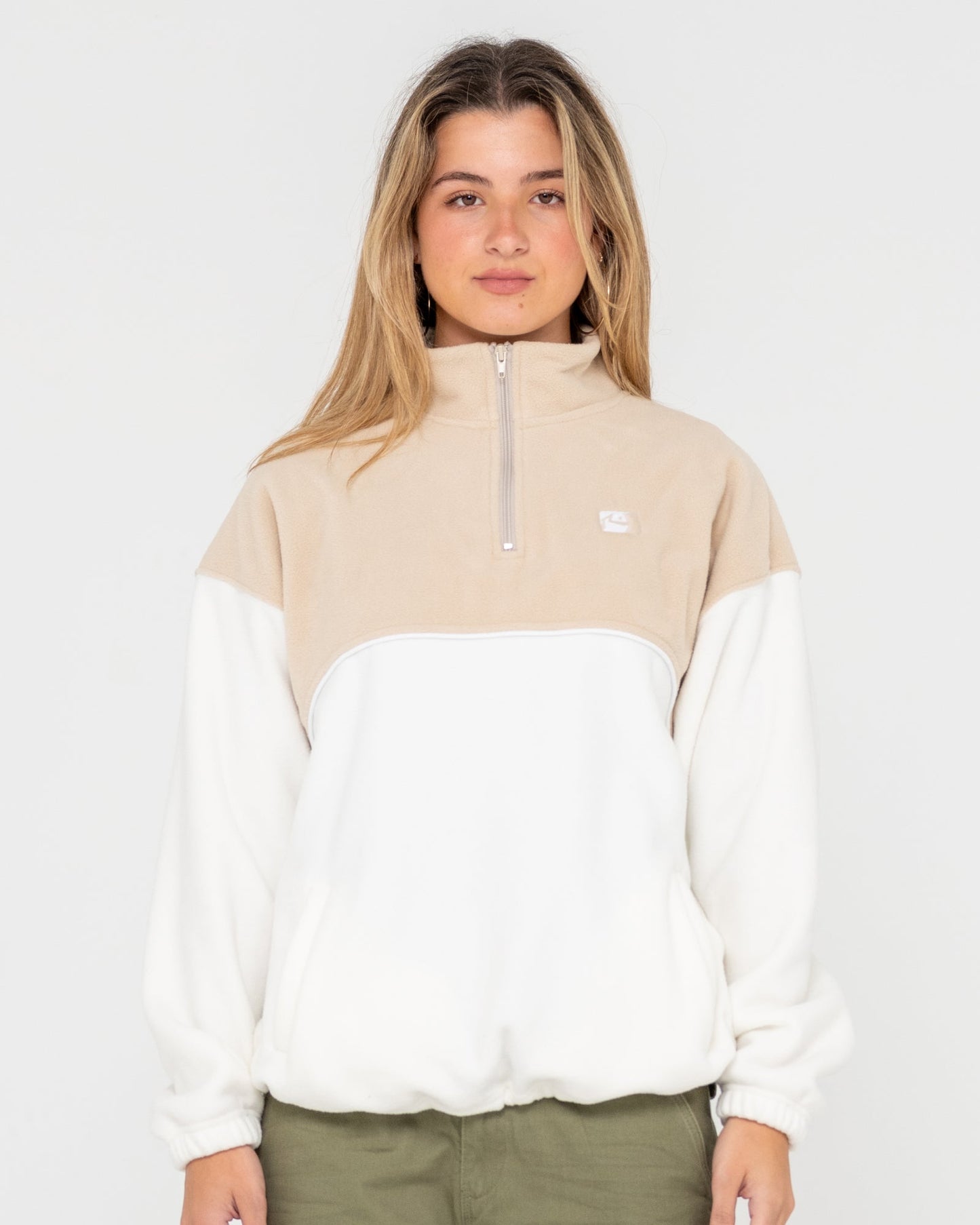 Tonal Division Half Zip H/Z Polar Fleece - Oatmeal