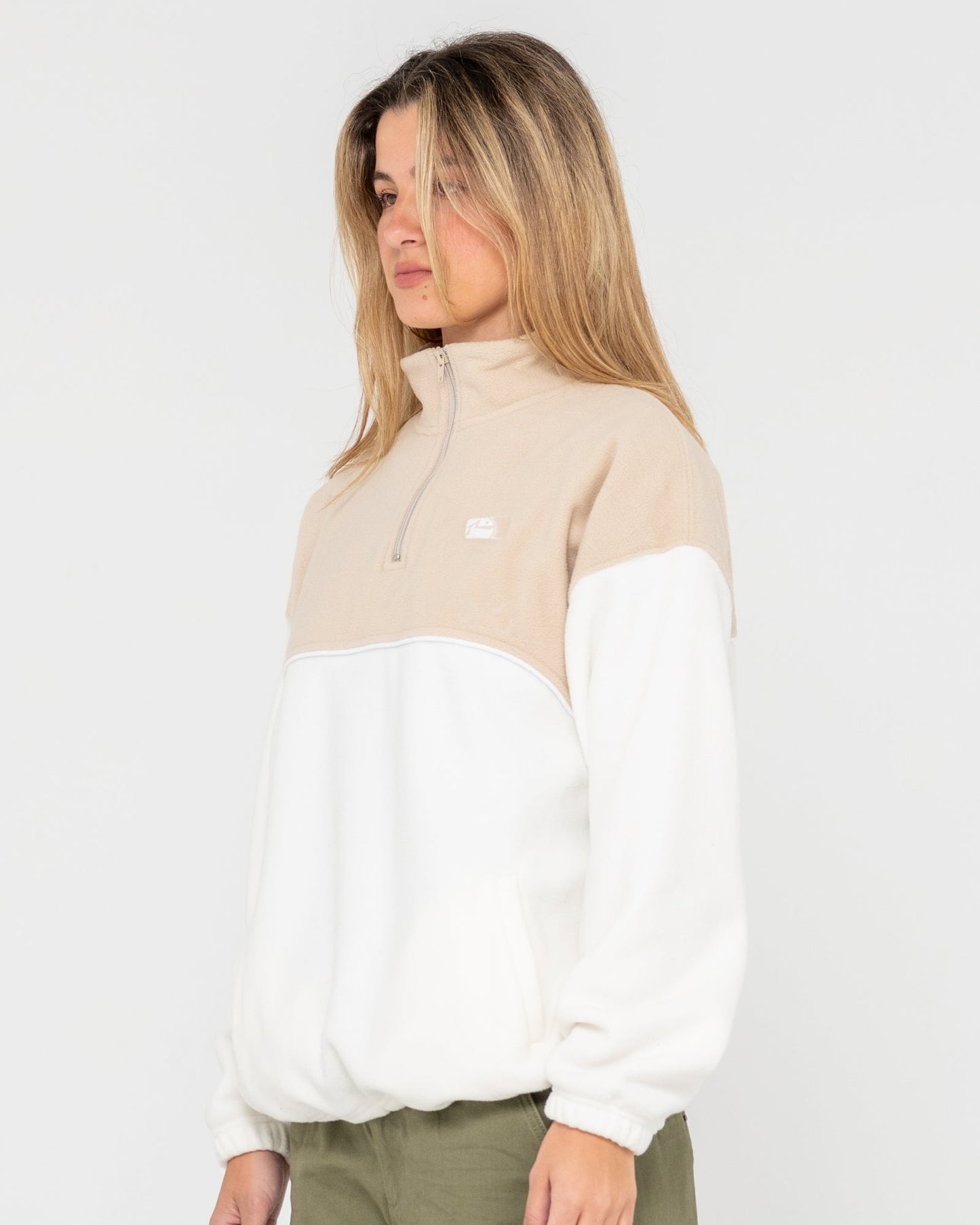 Tonal Division Half Zip H/Z Polar Fleece - Oatmeal