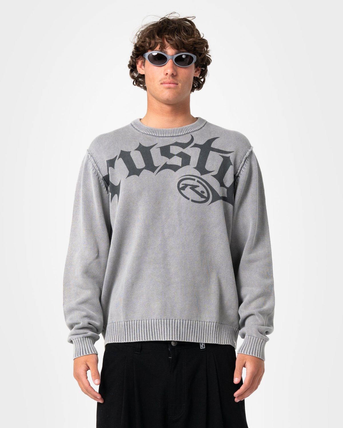 Rusty Jaxon Printed Sweater - Steel Blue