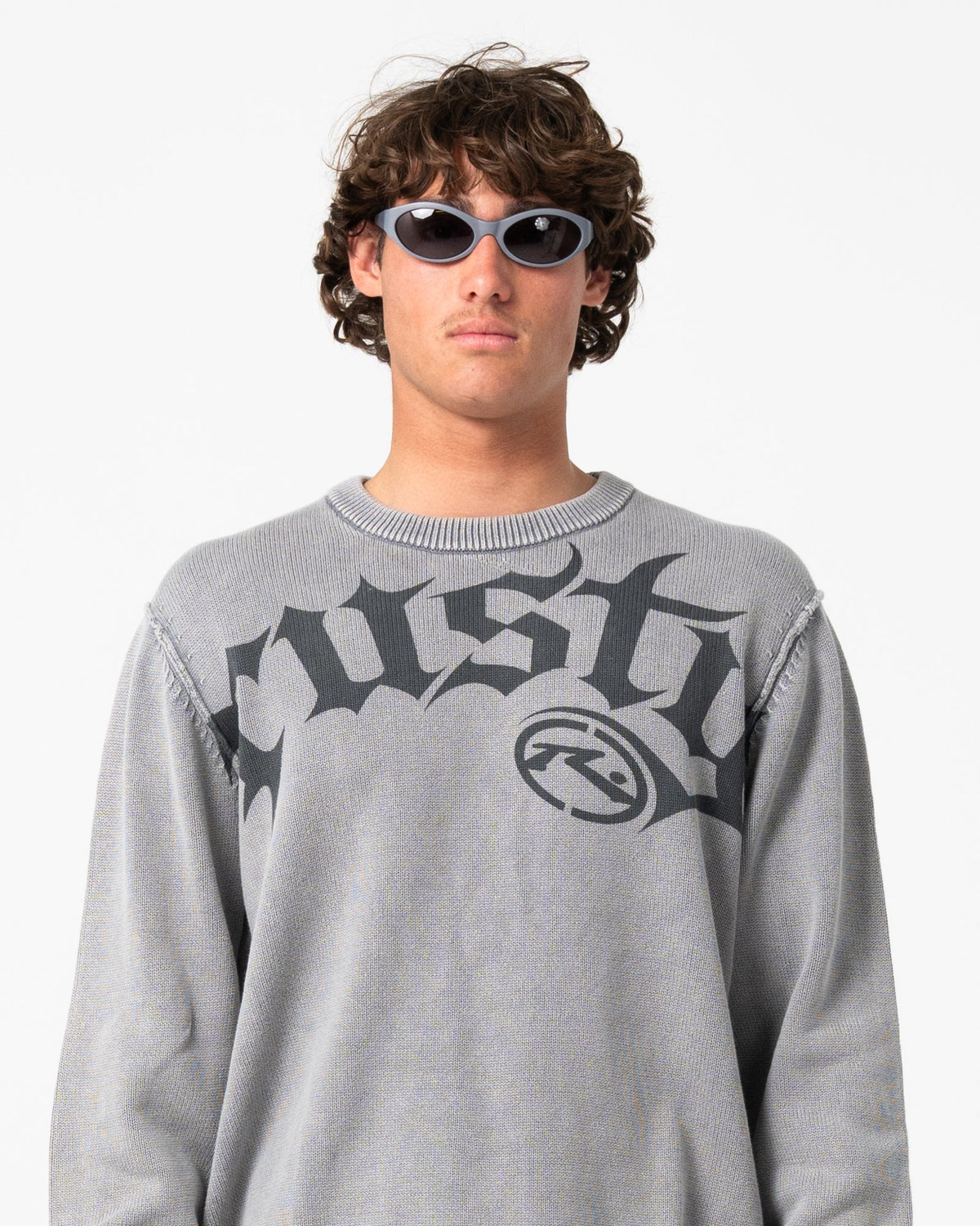 Rusty Jaxon Printed Sweater - Steel Blue