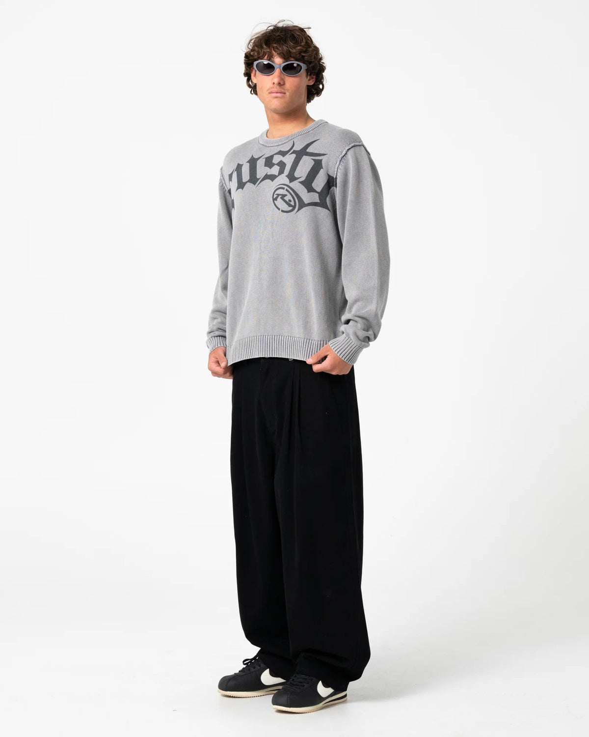 Rusty Jaxon Printed Sweater - Steel Blue
