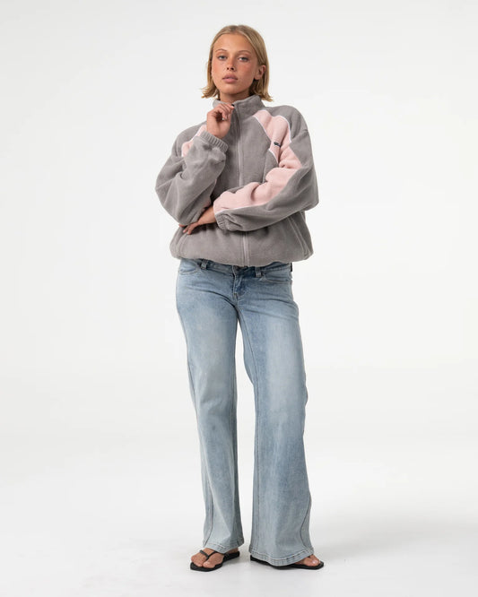 Rusty Two Sides Zip Through Sherpa Fleece - Pink A Boo/Grey