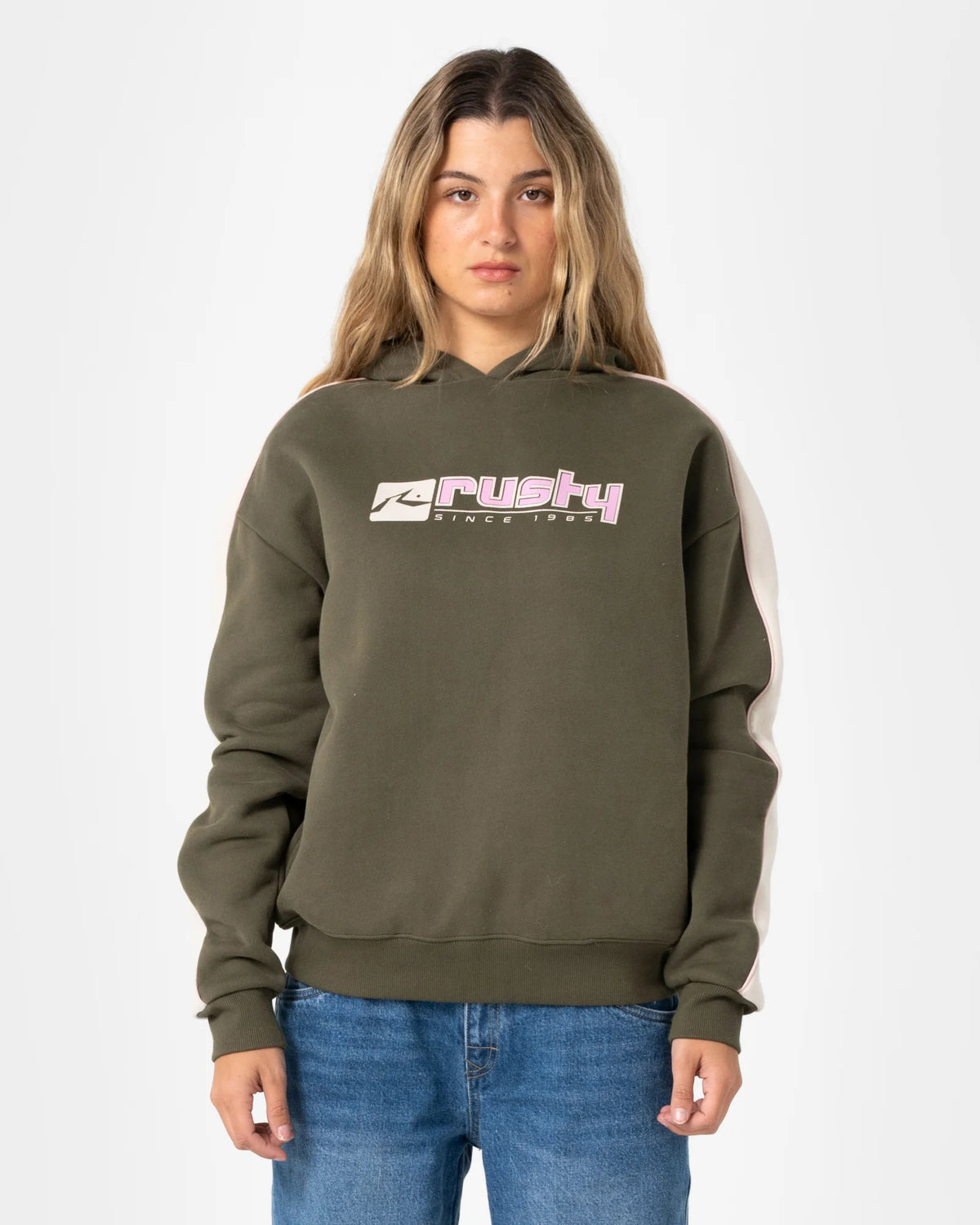 Rusty Hailstone Oversized Hooded Fleece - Army Green