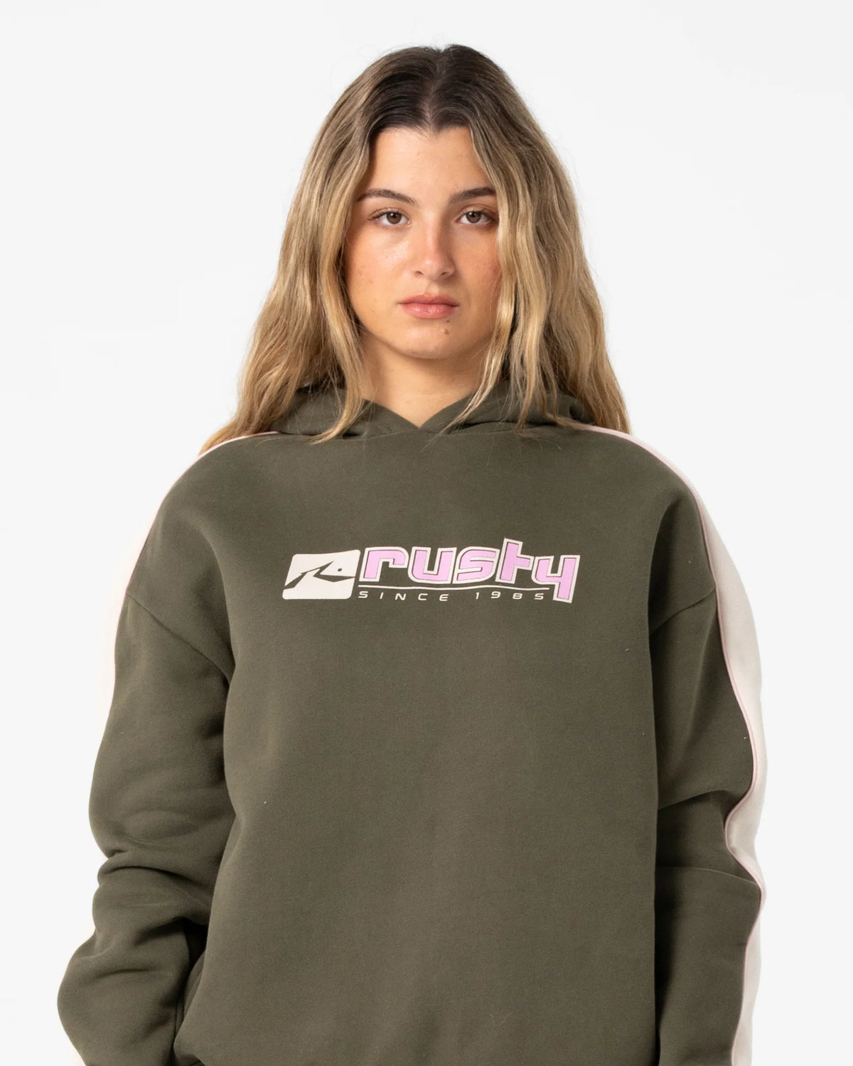 Rusty Hailstone Oversized Hooded Fleece - Army Green