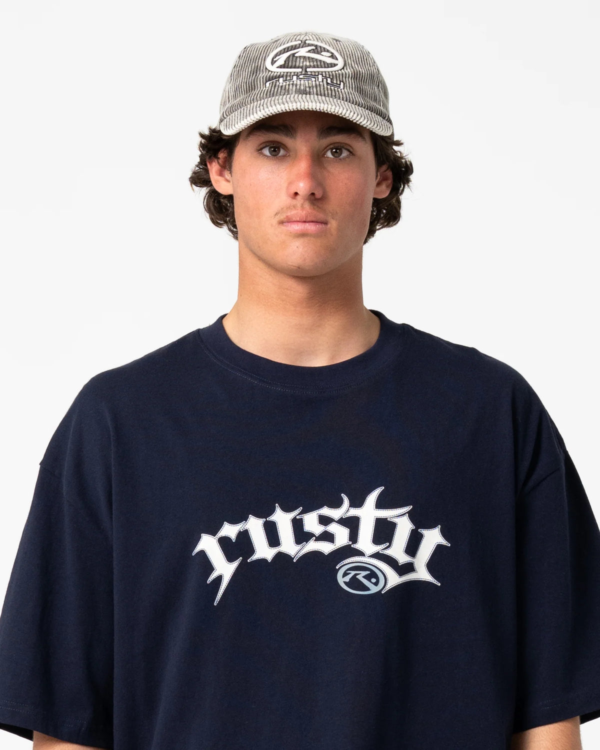 Rusty Placid Cord 6 Panel Cap - Black