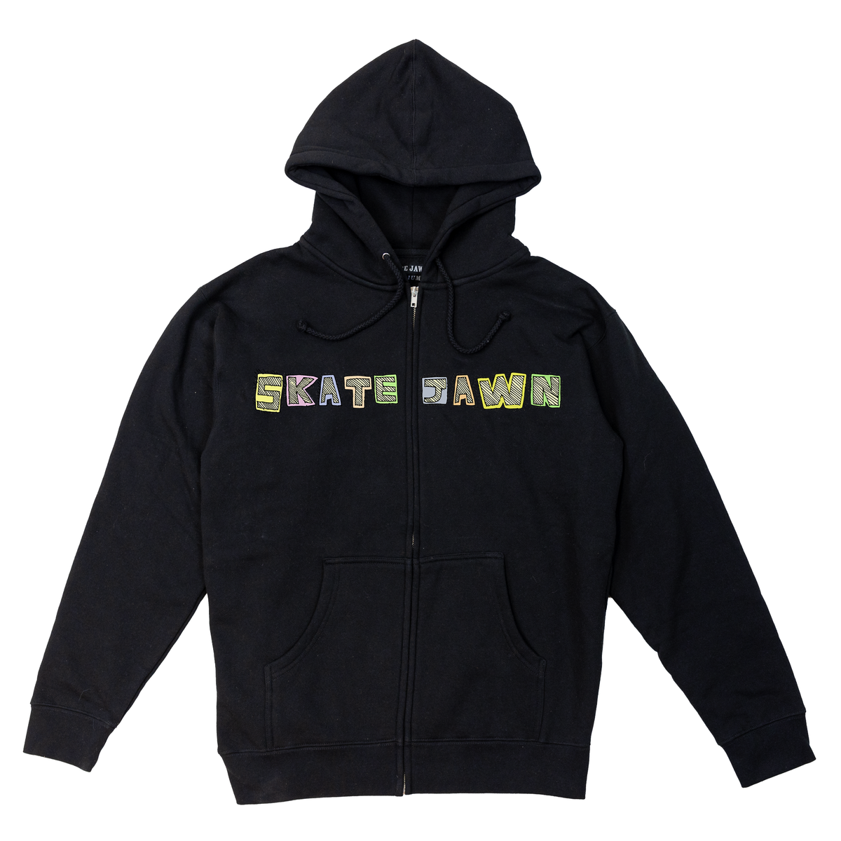 Skate Jawn Patchwork Zip Up Hoodie Hooded Sweatshirt - Black