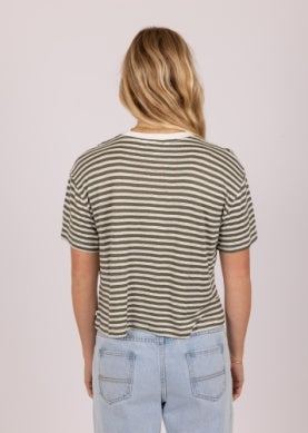 Penny Stripe Relaxed Crop Tee - Army